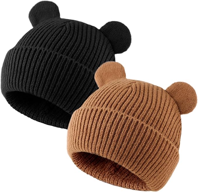 Bear Baby Beanie Knitted Baby Winter Hat Infant Toddler Boys Girls Beanie by MniJiza