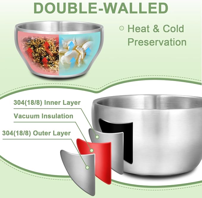 EWFEN SUS304 6-Piece Stainless Steel Bowls - Image 3