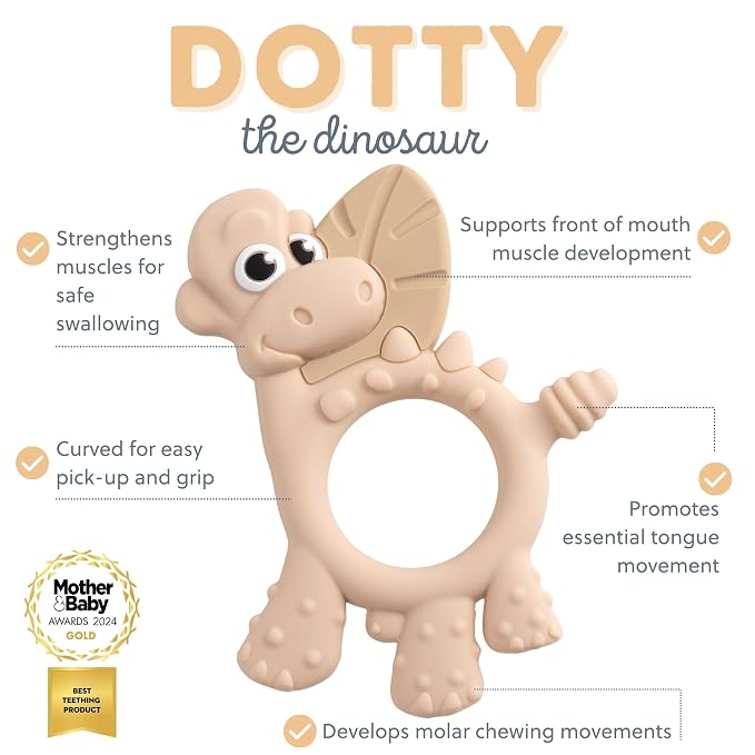 Bibado - Dotty The Dinosaur Teething Toys, Fawn - Multi-Sensory Teether - BPA - Image 4
