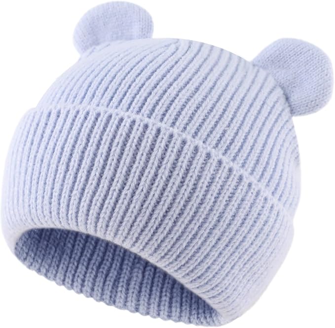 Bear Baby Beanie Knitted Baby Winter Hat Infant Toddler Boys Girls Beanie - Image 2