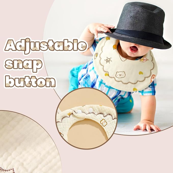 Baby Bibs Muslin Bibs 8 Pack for Drooling and Teething for Unisex Girls Boys - Image 5