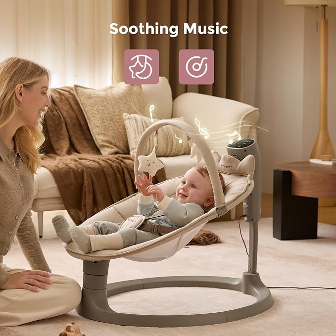 Momcozy 2-in-1 Electric Baby Swing, Dual-Arm Support System & Parent-Inspired - Image 7