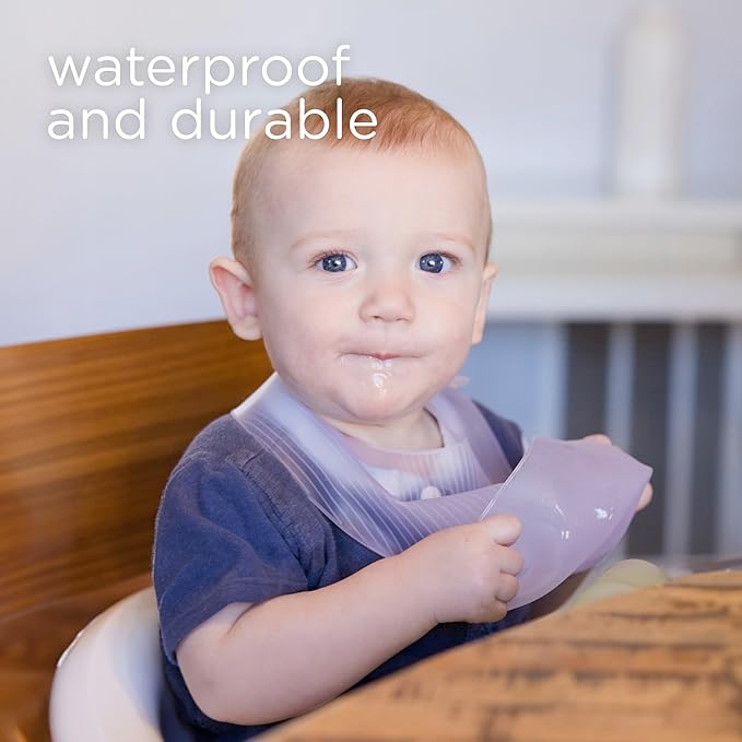 Olababy Fold N Go Silicone Baby Bib w Travel Case | Lightweight Design Eases - Image 2