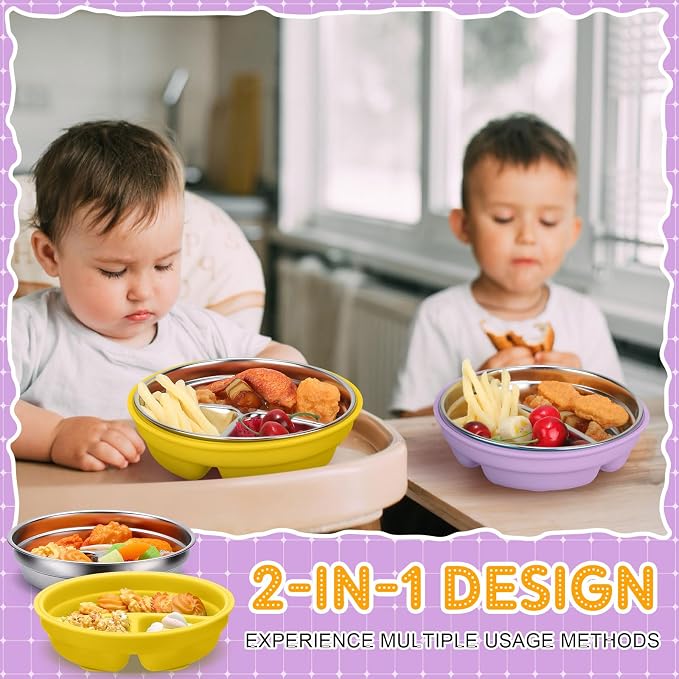 Nuogo 2 Pcs Stainless Steel Baby Suction Plates - Image 2