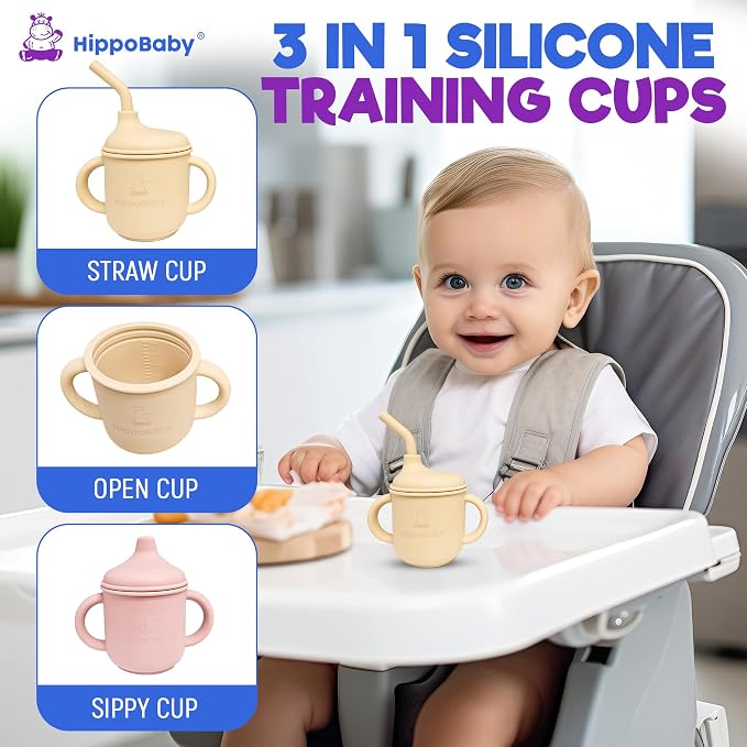 Silicone Transition Sippy Cup for 6+ month old | Includes 1 Toddler straw cup & - Image 5