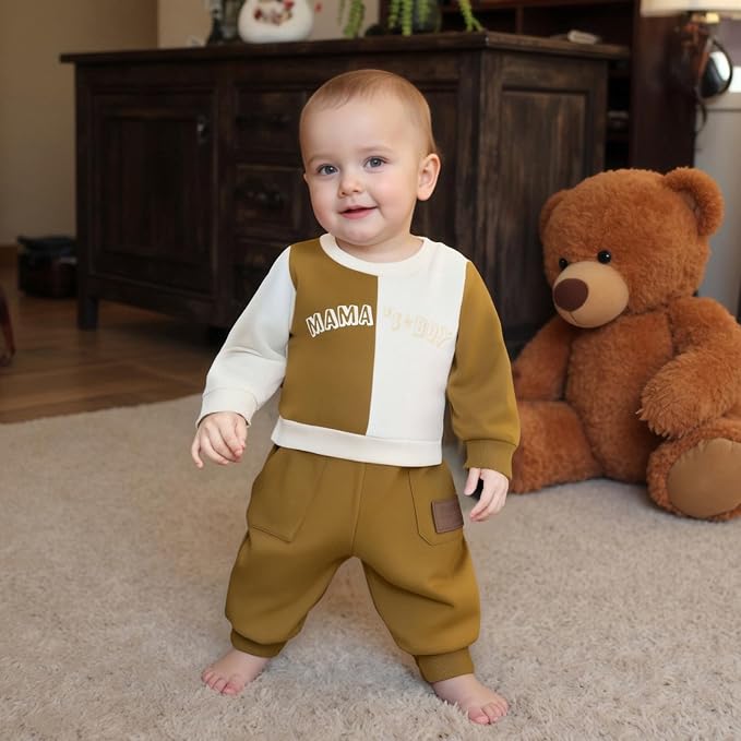 Kupretty Toddler Baby Boy Fall Winter Clothes Color Block Long Sleeve - Image 3