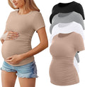 Huukeay 4 Pack Women's Maternity Shirts, Crew Neck Maternity Top Short Sleeve by Huukeay