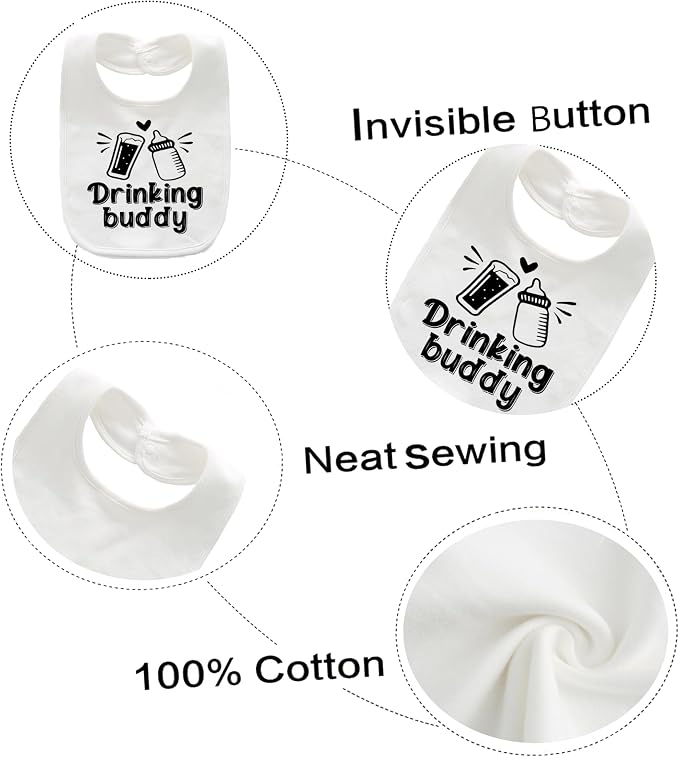 Baby Twins Bibs Drinking Buddy Newborn Baby Bibs Cute Unisex Bibs Set Toddler - Image 3