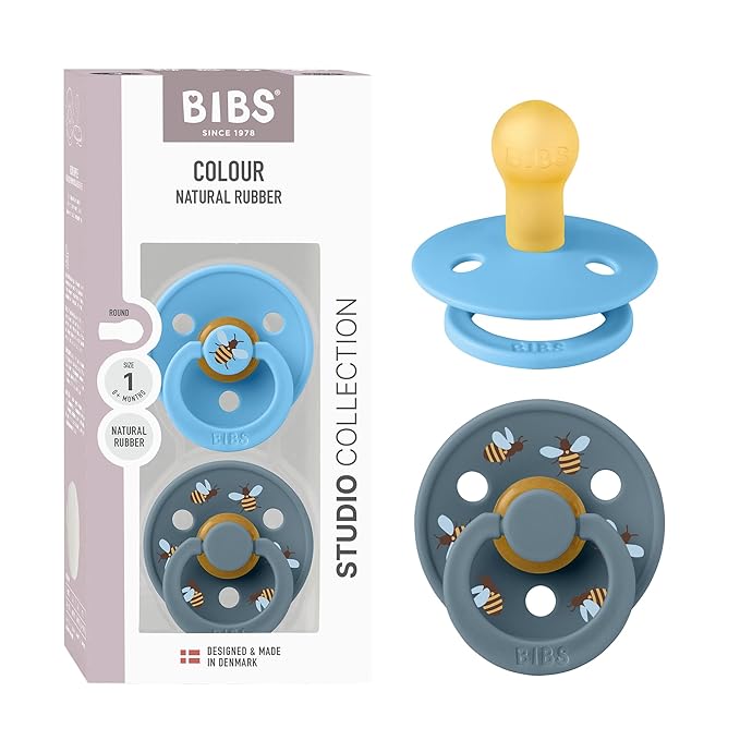 BIBS Studio Soother 2-Pack, BPA Free Dummy Pacifier, Round Nipple. Natural by BIBS