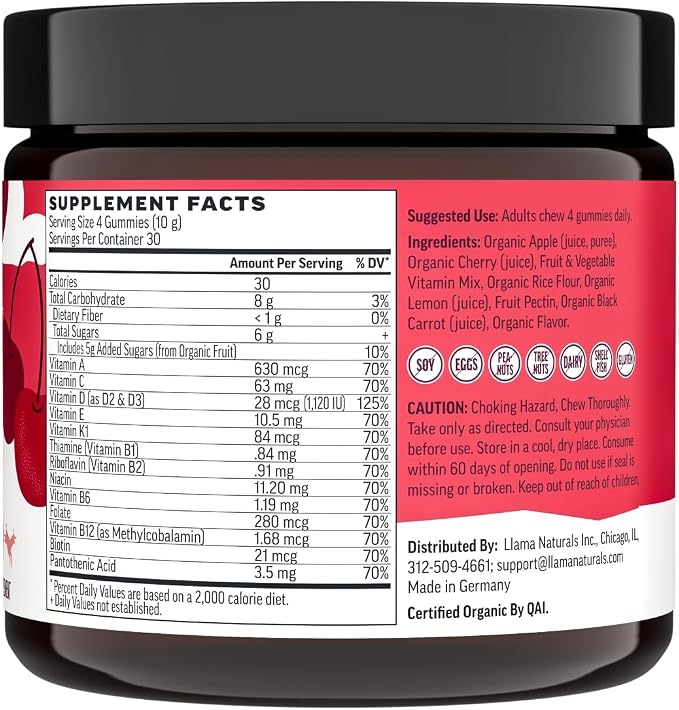 Llama Naturals Multivitamin for Women and Men, Organic Gummies - Image 8
