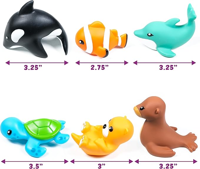 Tub Works® Marine™ Mold Free Bath Toys, 6 Pack | Sealed, No Hole Bath Toys - Image 9
