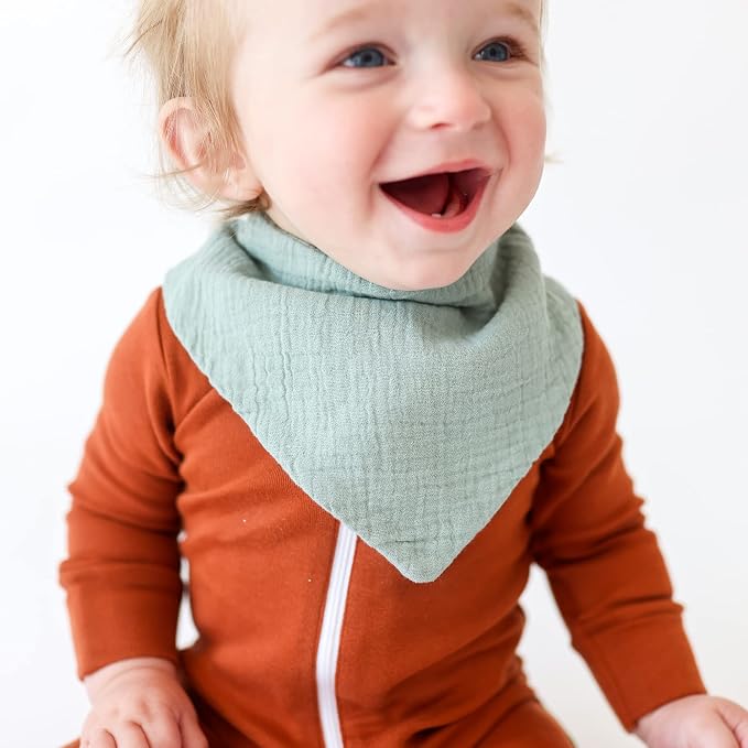 Konssy Muslin Baby Bibs 10 Pack Baby Bandana Drool Bibs 100% Cotton - Image 4