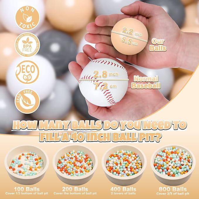 GOGOSO Ball Pits Balls for Toddlers Pack of 50 100 200 Plastics Shape Ball - Image 3