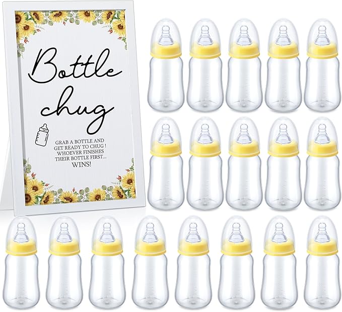 Roowest Bottle Chug Baby Shower Game Favors Including Sunflower Theme Wooden by Roowest