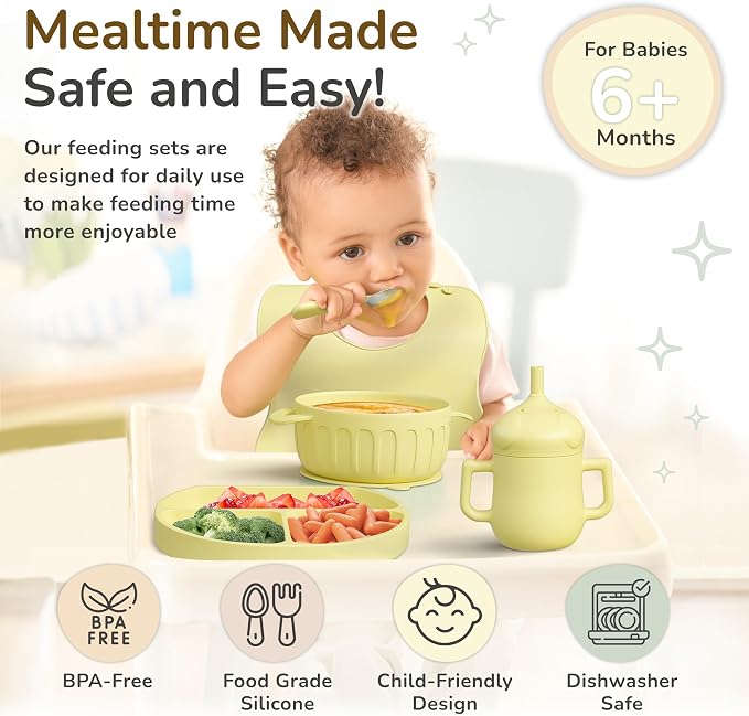 mimi & kiki BPA-Free Silicone Baby Feeding Set, Baby Plates and Bowls Set - Image 4