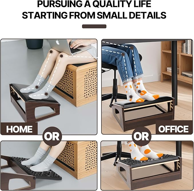 Ergonomic Foot Rest, 4 Adjustable Height Foot Stool, Footrest Under Desk， Flip - Image 5