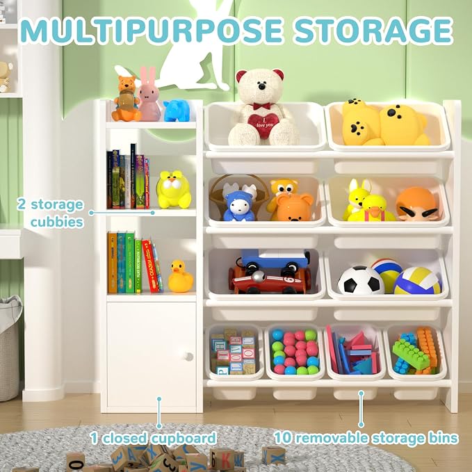 Toy Storage Organizer with 3 Shelves 1Lockers and 10 Bins, Toy Organizers - Image 5