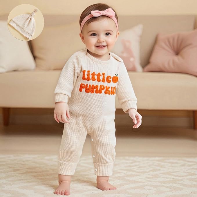 Newborn Infant Baby Boy Halloween Outfit Little Pumpkin Embroidery Romper - Image 4