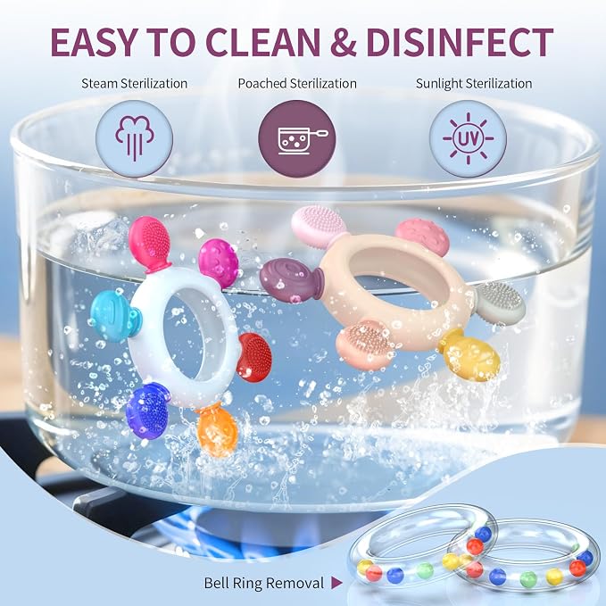 akolik Teething Toys for Babies, Baby Teethers Toy Teething Ring Silicone - Image 5