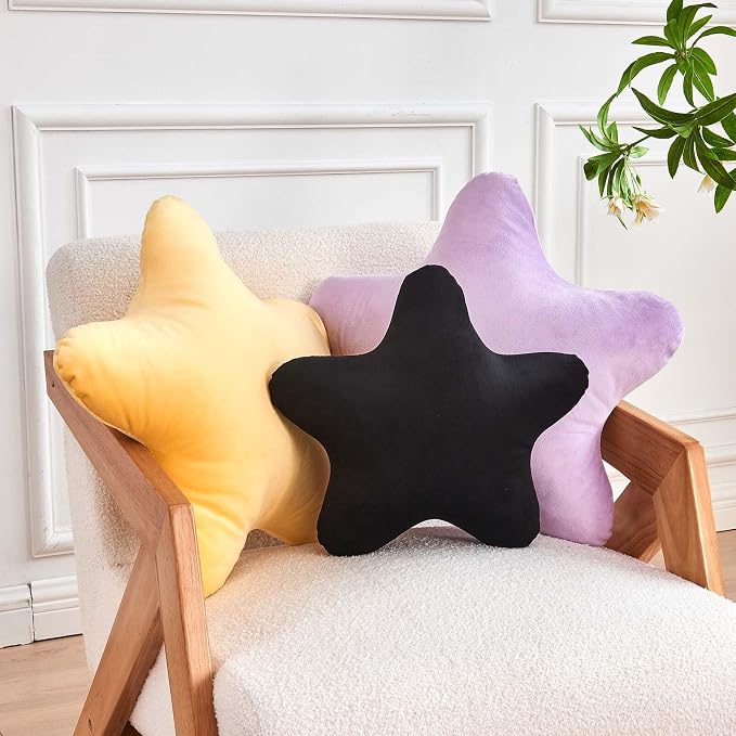Yellow Star Throw Pillow, Soft 14.9" Star Shaped Decorative Throw Pillow - Image 3