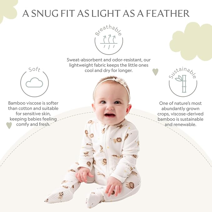 Bamboo Little Soft Baby Footie Pajamas, Baby Clothes, Newborn Sleepers - Image 3