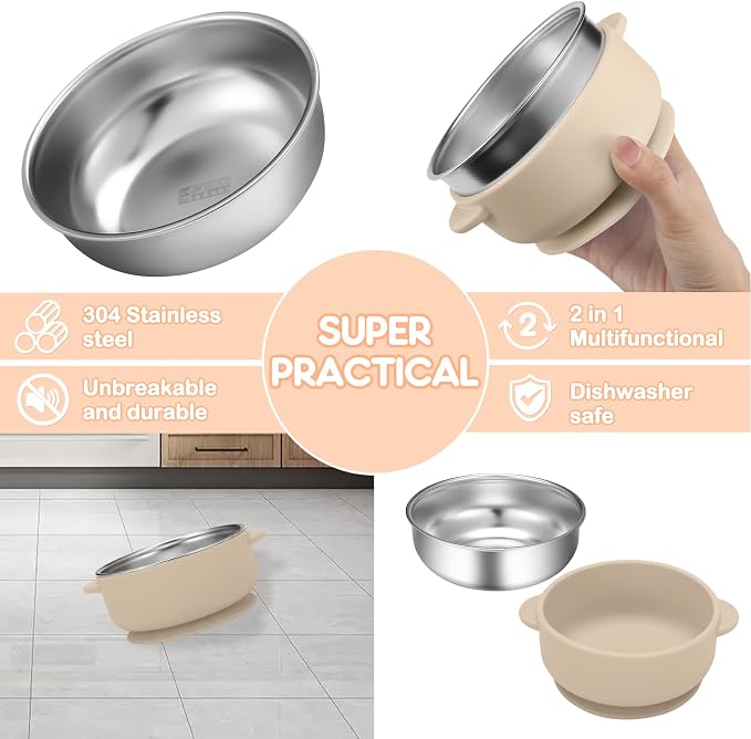 4 Pack Stainless Steel Baby Bowls - Image 2