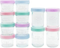 WeeSprout Baby Food Storage Glass Jars w/Lids Pastel Variety, Reusable Small by WeeSprout