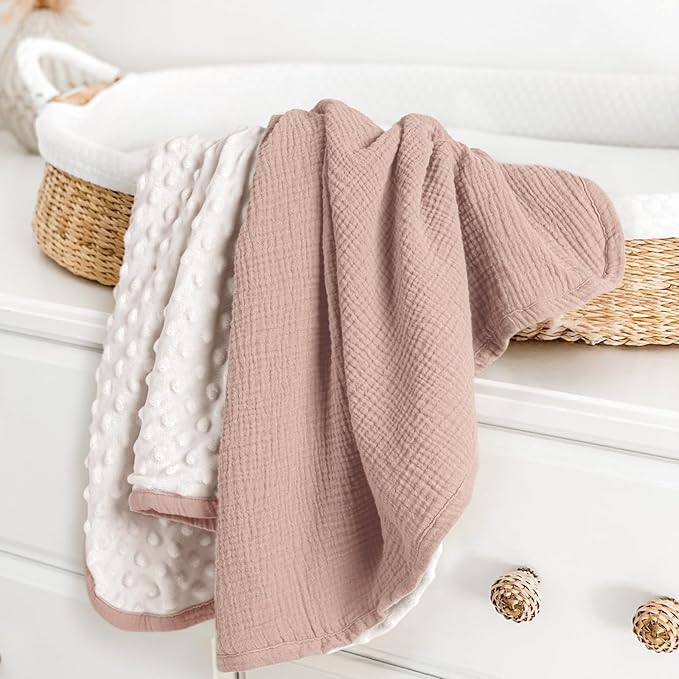 lulumoon Baby Blanket for Newborn Receiving: Minky Dot & Muslin Lightweight - Image 2