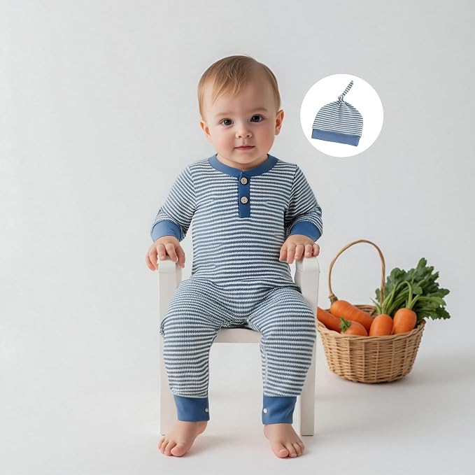 Kuriozud Newborn Infant Unisex Baby Boy Girl Clothes Button Romper Jumpsuit - Image 3