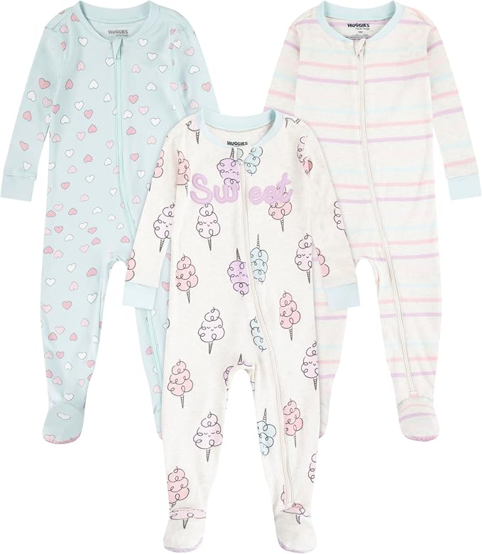 HUGGIES unisex-baby 3-pack Footed Coverall Pajamas by Huggies%C2%AE