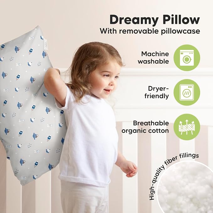 KeaBabies Toddler Pillow with Pillowcase, Jumbo 14X20 - Image 4
