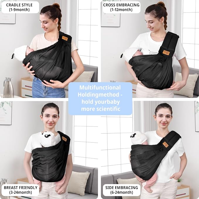 Baby Sling Carrier Newborn, Adjustable Easy Wearing Baby Nursing Warp Sling - Image 5