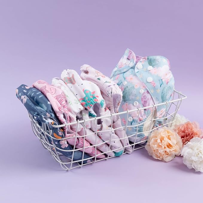babygoal Reusable Cloth Diapers 6 Pack+6pcs Rayon from Bamboo Inserts+Wet Bag - Image 6