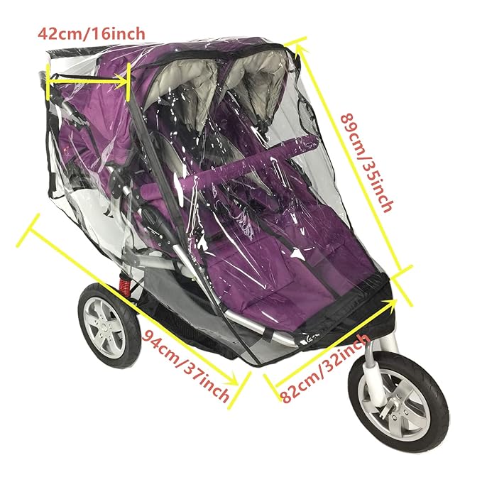 Rain Cover for Double Stroller, Universal Size Weather Shield for Side by Side - Image 3