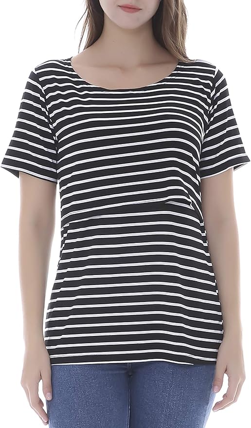 Smallshow Women's Maternity Nursing Tops Short Sleeve Breastfeeding Clothes - Image 6