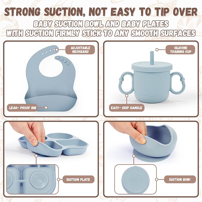Silicone Baby Feeding Set, Baby Led Weaning Supplies, Baby Food Tableware - Image 5