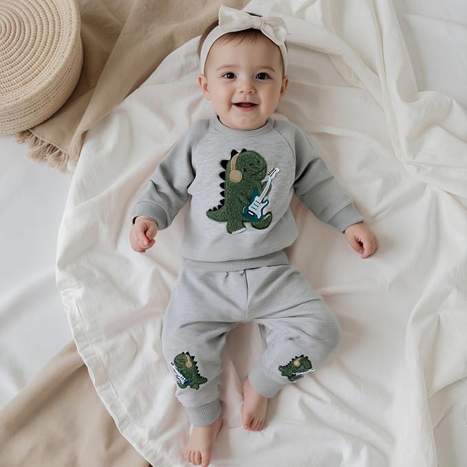 Nyapruwe Toddler Baby Boy Fall Outfit Funny Print Long Sleeve Sweatshirt - Image 3