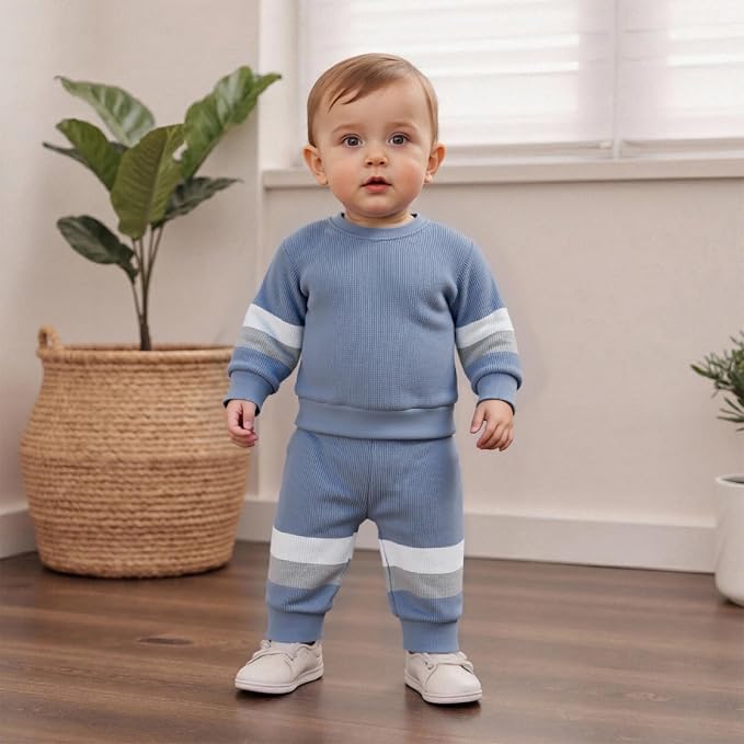 Kuriozud Toddler Baby Boy Fall Winter Clothes Long Sleeve Crewneck Pullover - Image 3