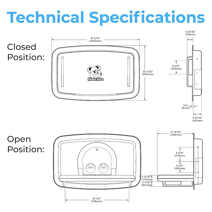 Koala Kare Baby Changing Station Horizontal Recessed-Mounted, Model KB310-SSRE - Image 7