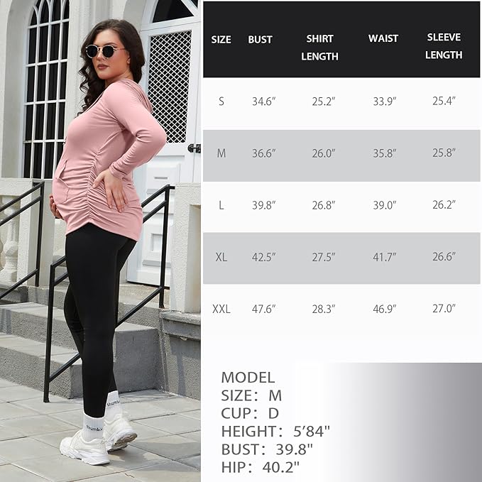 GINKANA Maternity Hoodie Long Sleeves Shirts Casual Maternity Top Pregnancy - Image 7