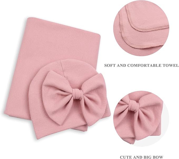 Bamery Newborn Baby Girl Hat Cotton Baby Bow Beanie Preemie Hats Spring Infant - Image 3