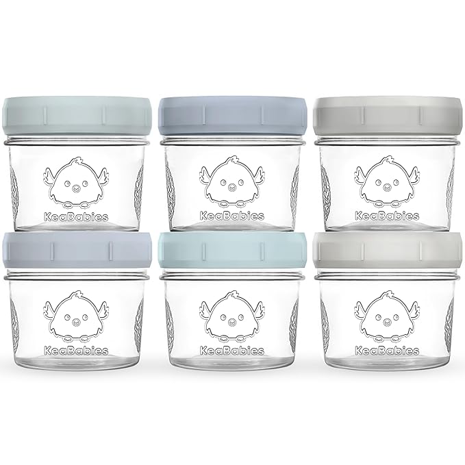 KeaBabies 6pk 4oz Glass Baby Food Containers by KeaBabies