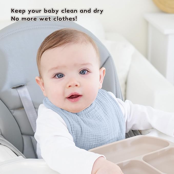 Susurration Muslin Baby Drool Bibs 6Pack Soft Square Adjustable Baby Bandana - Image 2