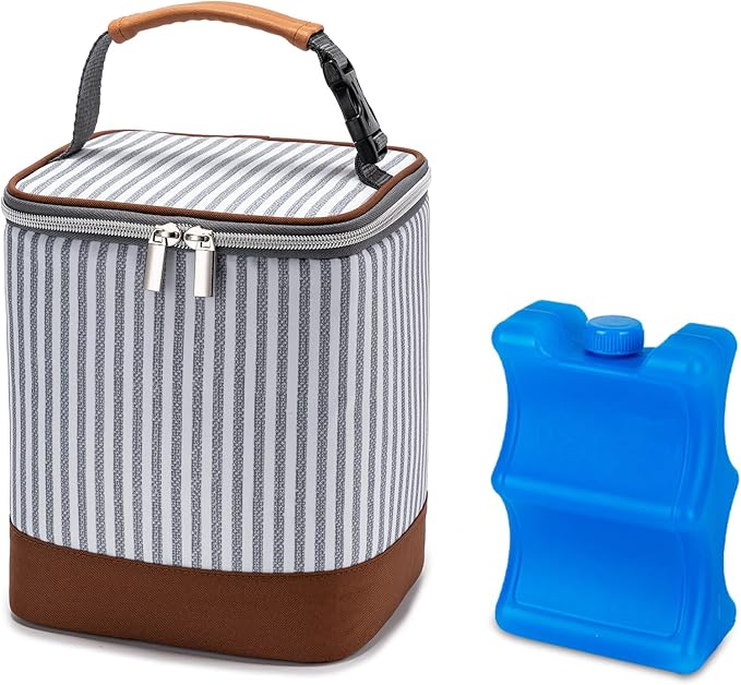 Breast Milk Cooler Bag with Ice Pack Fits 4 Baby Bottles Up to 9 Ounce by BABEYER