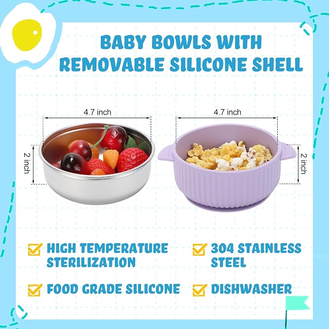 Nuogo 6 Pcs Stainless Steel Baby Bowls - Image 3