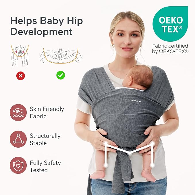 Momcozy Baby Wrap Carrier, Lightweight Hands Free Baby Sling, Adjustable Baby - Image 3