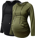 GINKANA Maternity Hoodie Long Sleeves Shirts Casual Maternity Top Pregnancy by GINKANA
