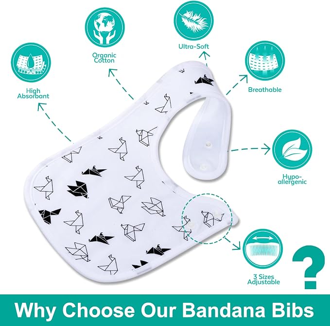 Baby Bibs Soft and Absorbent Organic Cotton Bandana Drool Bibs Set - Image 3