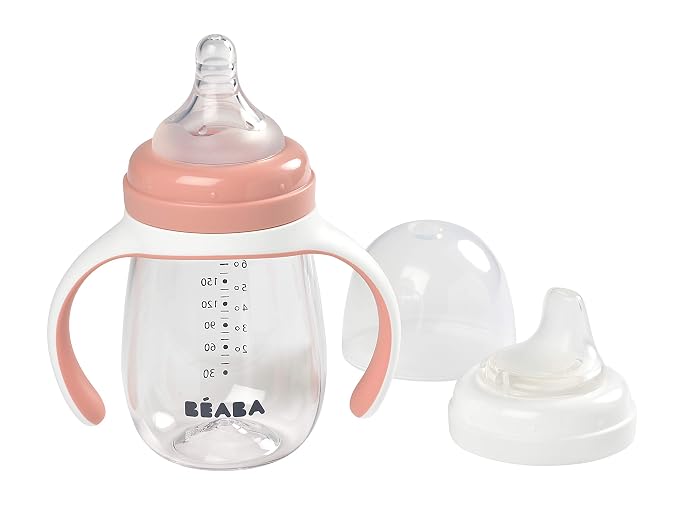BEABA 2-in-1 Baby Bottle to Transition Sippy Cup, No Spill Sippy Cup, Includes by BEABAUSA
