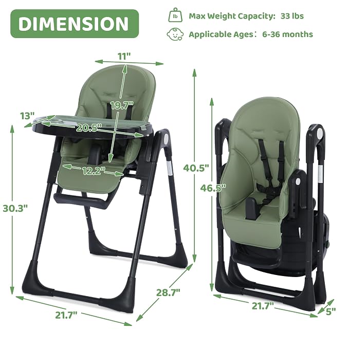 3 in 1 Foldable Baby High Chair, Infant High Chairs - Image 7